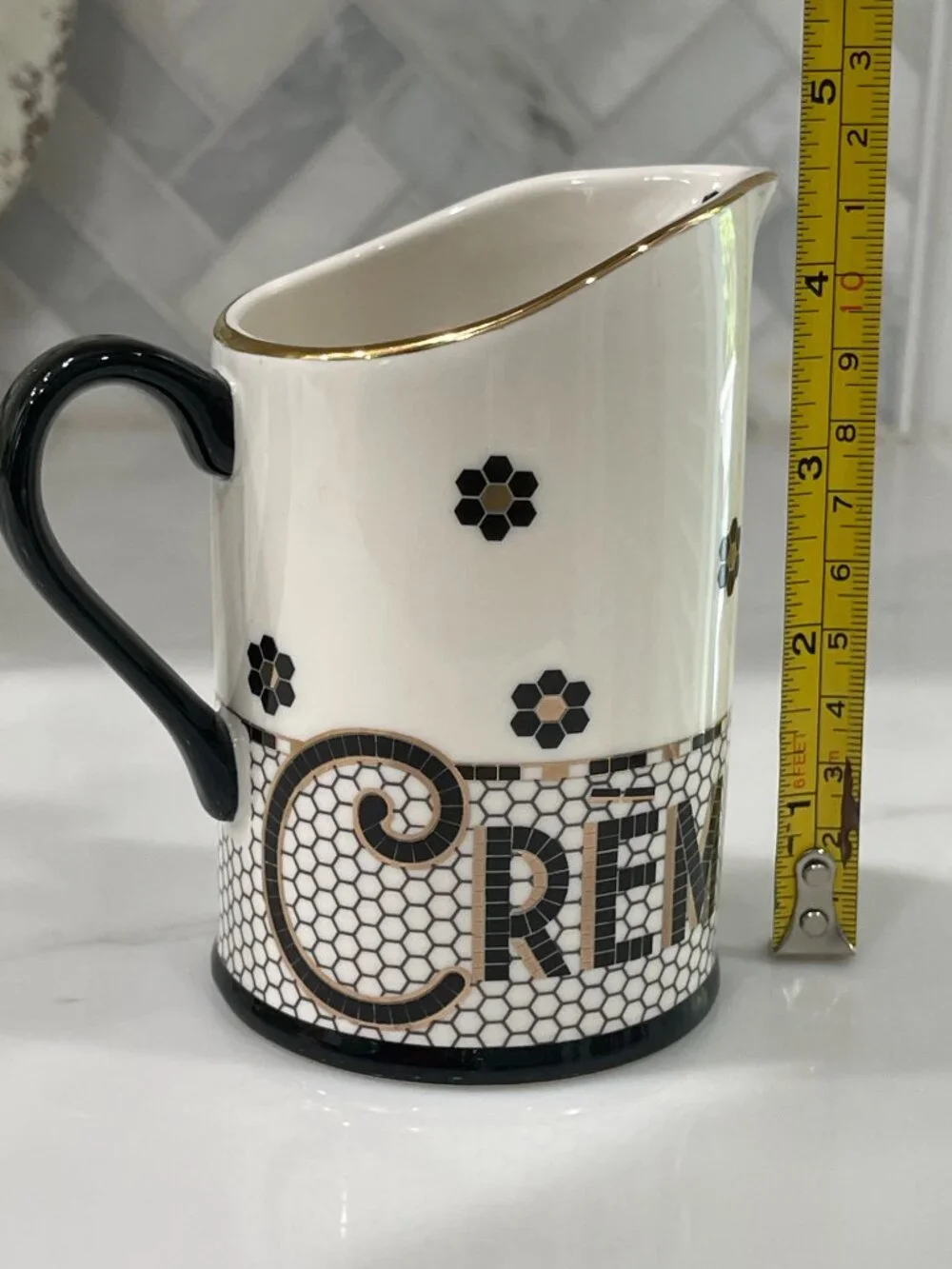 Anthropologie Bistro Tile Crème de la Crème Creamer